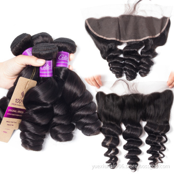 100% Virgin Human Hair Peruvian Hair,Human Hair Bundles Extension Bundles With Transparent Lace Frontal